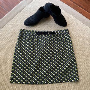 Loft Cotton Duct Olive Brown Black Mini Skirt S